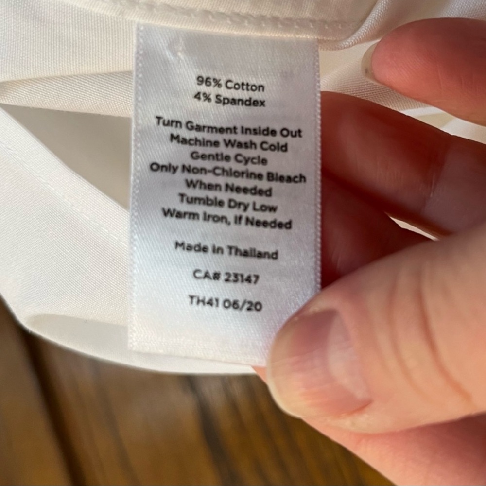 Talbots No Iron White Sparkle Button Popover Tunic, 12 - Picture 7 of 8
